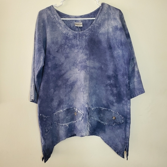 Cottonseed Tops - Cottonseed Lagenlook Asymmetrical hem Cotton top size XS/S Coastal